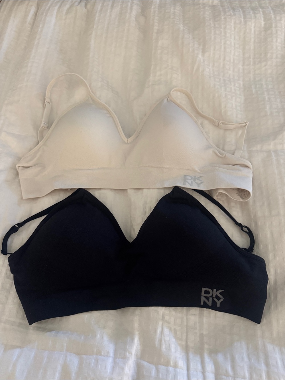DKNY Seamless Bralette Duo in Black and Cream